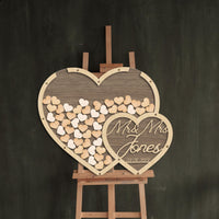 Custom Made Plywood Double Heart Shape Wedding Drop Box Rustic Personalised Name Date Birthday Guest Book Alternative Stationery Table Decor