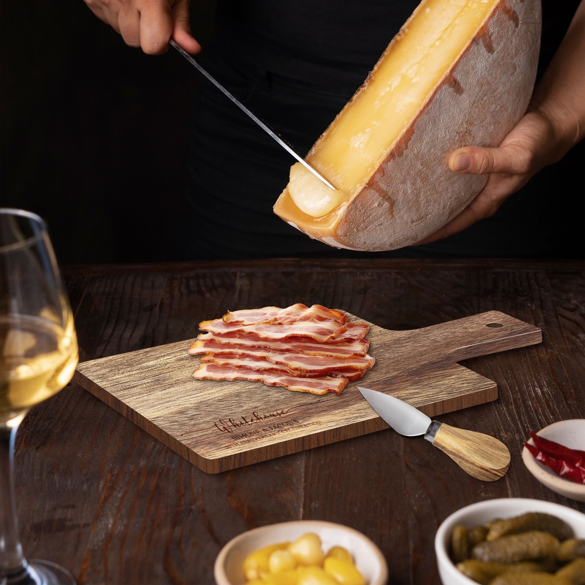 Personalised Acacia Cheese Tasting Paddle & Knife, Charcuterie, Cheese/ Chopping/ Cutting  Board, Timber Engraved Custom Wedding/ Anniversary/ Housewarming/ Kitchen Gift