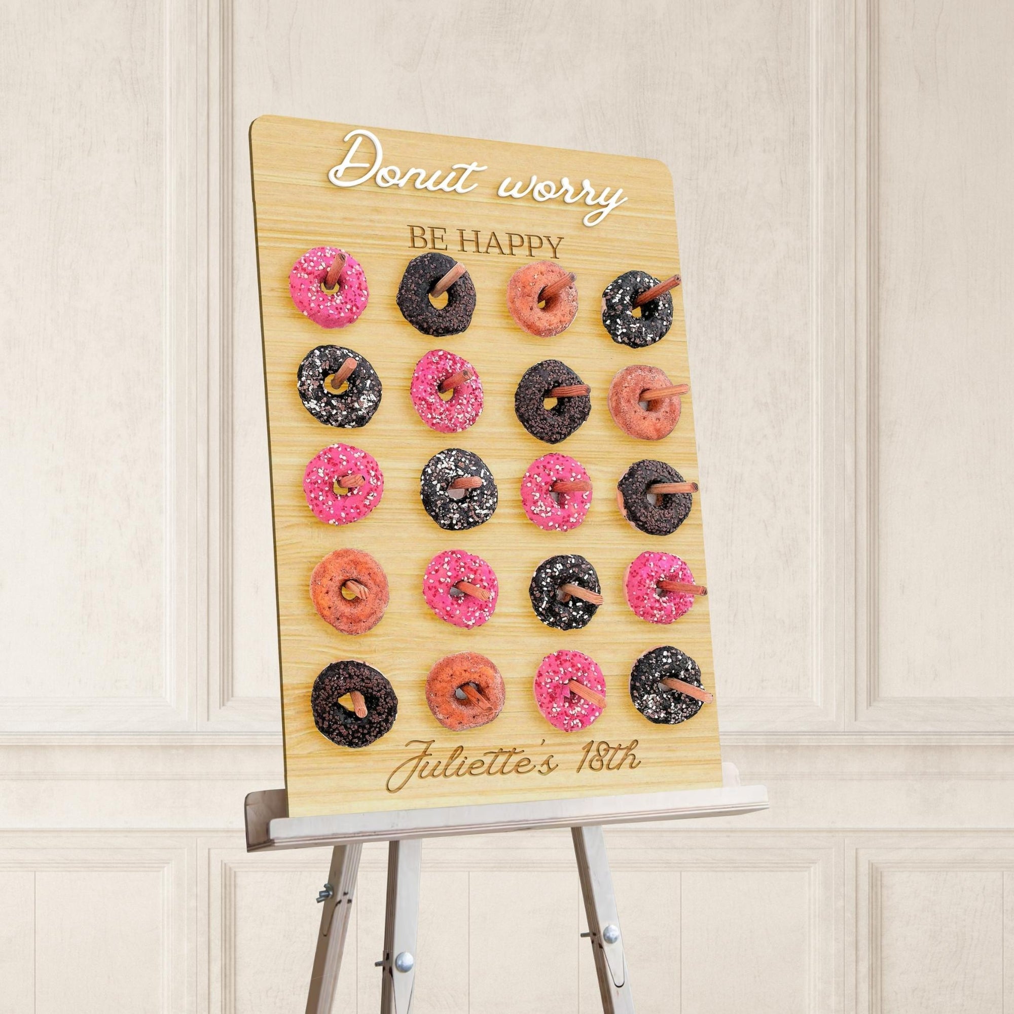 Custom 3D Plywood Donuts Wall Stand, Personalised Name, Date Candy Bar Display, Donuts Stack Holder, Rustic Wedding Table Decor, Party Sign