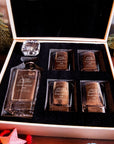 Engraved Christmas Wooden Boxed Whiskey Decanter Set & 4 Scotch Glasses, Personalised Custom Vintage Xmas Whisky Barware Birthday Gift Dad/ Him