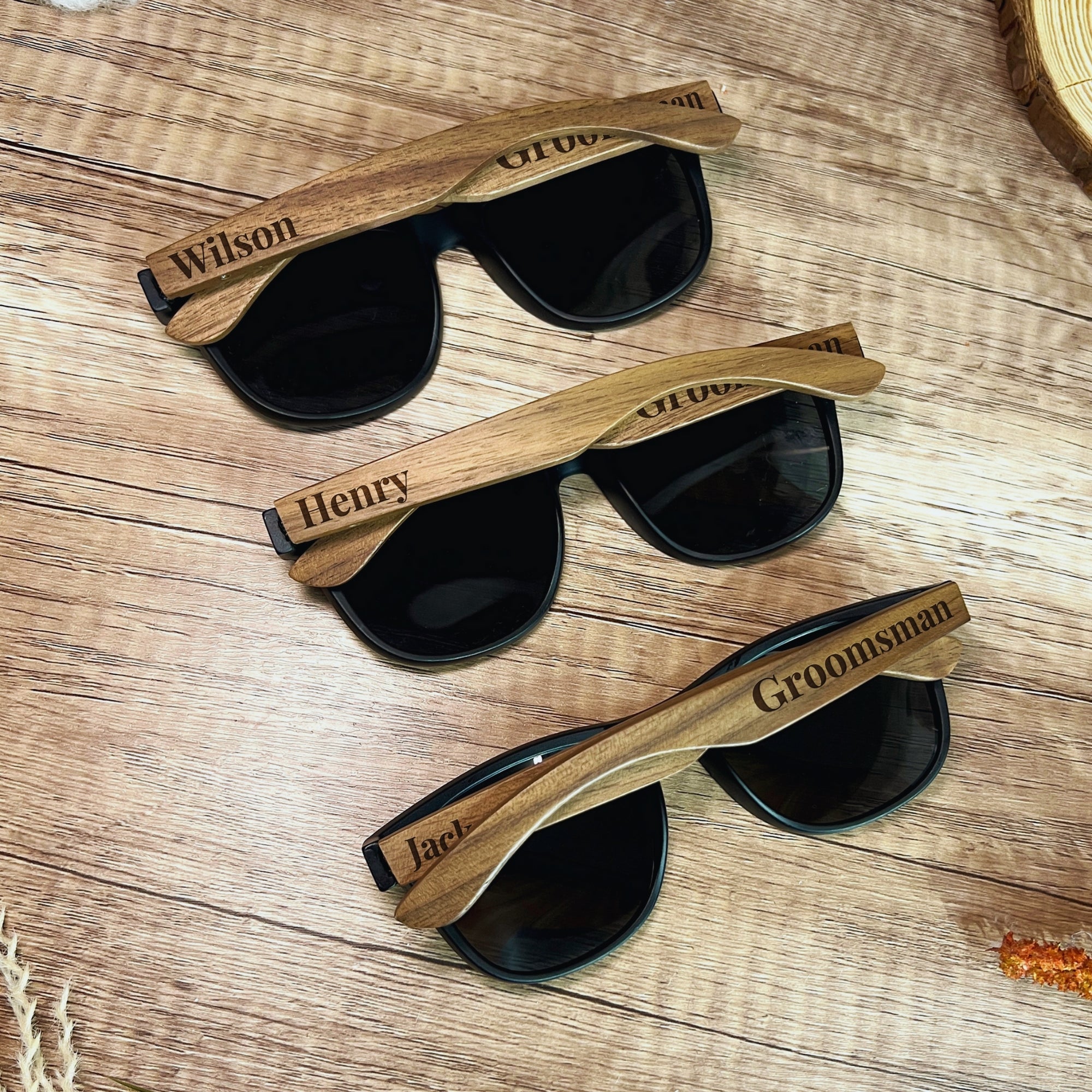 Personalised Sunglasses, Watch, Black Corkscrew Set & Custom Engraved Wooden Box, Father Best Man Groomsman Proposal Wedding, Corporate Gift