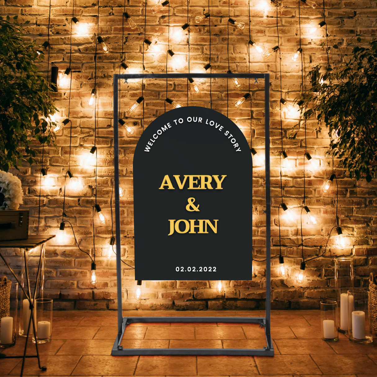 Custom Arch Double Acrylic Wedding Welcome 3D Sign, Personalised Gold Mirror Names, Hens Party/ Engagement/ Bridal Shower/ Birthday Signage, Party Decor