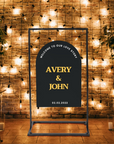 Custom Arch Double Acrylic Wedding Welcome 3D Sign, Personalised Gold Mirror Names, Hens Party/ Engagement/ Bridal Shower/ Birthday Signage, Party Decor