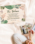Personalised Floral Wedding Wooden Keepsake Box, Custom Names & Date UV Printed Memory Engagement Treasure Storage, Anniversary Couple Gift