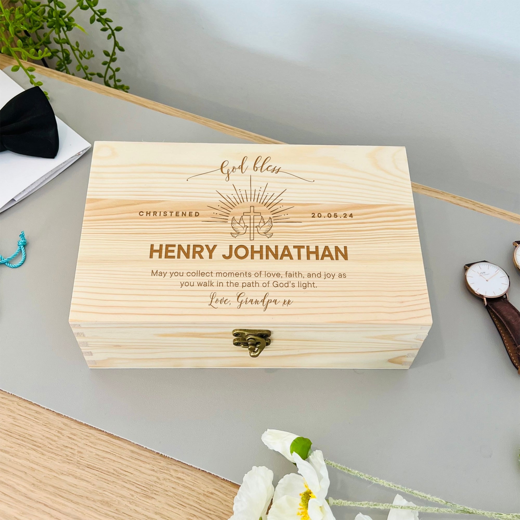 Personalised New Born Baby Wooden Keepsake Box, Custom Engraved Time Capsule Memory Boxes, Treasure Storage, Nursery, First Birthday Gift