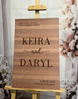 Custom Timber Wedding Welcome Sign, Personalised Rustic/ Vintage/ Boho, Country Hippie style Wooden Names, Ceremony/ Event/ Engagement/ Bridal Shower/ Birthday Signage on Easel