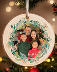 Personalised Wood Slice Family Photo Tree Ornament, Custom Name First Christmas, Married Couple, Engagement, New Home Bauble Gift Tag Decor