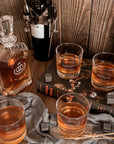 Custom Engraved Whiskey Decanter Set, 4 Glasses & Wooden Box, Personalised Logo Barware, Father, Birthday, Groomsmen Wedding Corporate Gift
