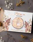 Personalised UV Print Wood Slice Save The Date Fridge Magnet & Invitation Card, Kraft Envelope, Customised Rustic Wreath Wedding Stationery