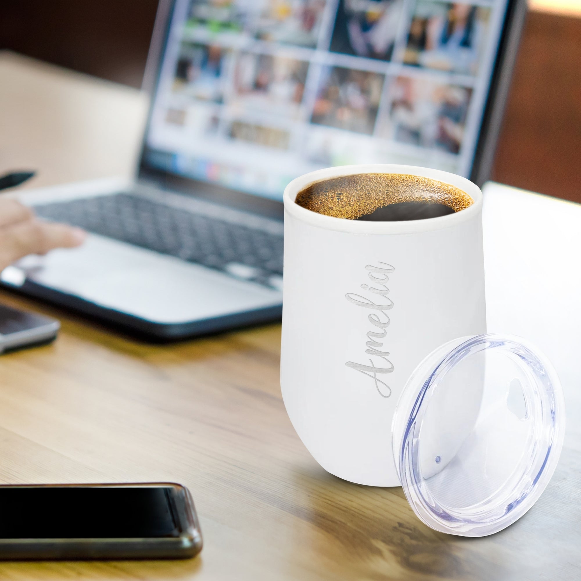 Personalised Engraved Stainless Steel Double Wall Coffee Cup Tumbler Custom Insulated Wine Sipper Travel Mug Corporate Birthday Teacher Gift