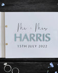 Custom Made Engraving & 3D Raised Acrylic, Vegan Leather Wedding Guest Book, Personalised Traditional Logo Guestbook Keepsake, Party Decor