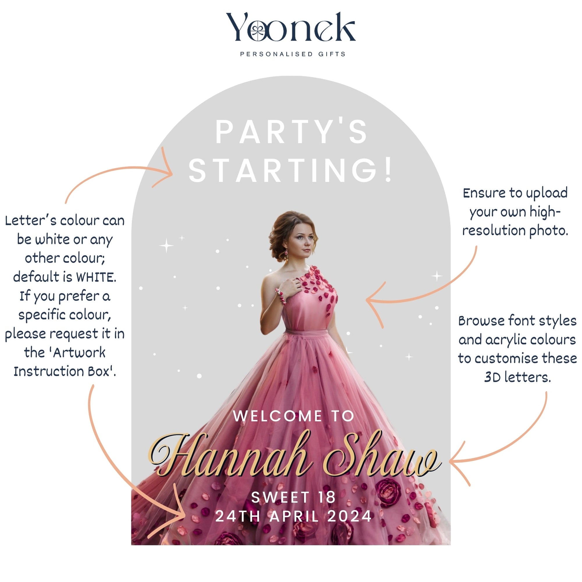 Personalised 3D Photo Bridal Shower/ Hens Party Welcome Mirror Acrylic Arch Sign, Custom Print Picture Event Signage, Wedding Birthday Decor