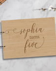 Custom Engraved Wooden Birthday Guest Book, Personalised Plywood Alternative/ Traditional Guestbook Keepsake, Rustic/ Vintage Party Decor