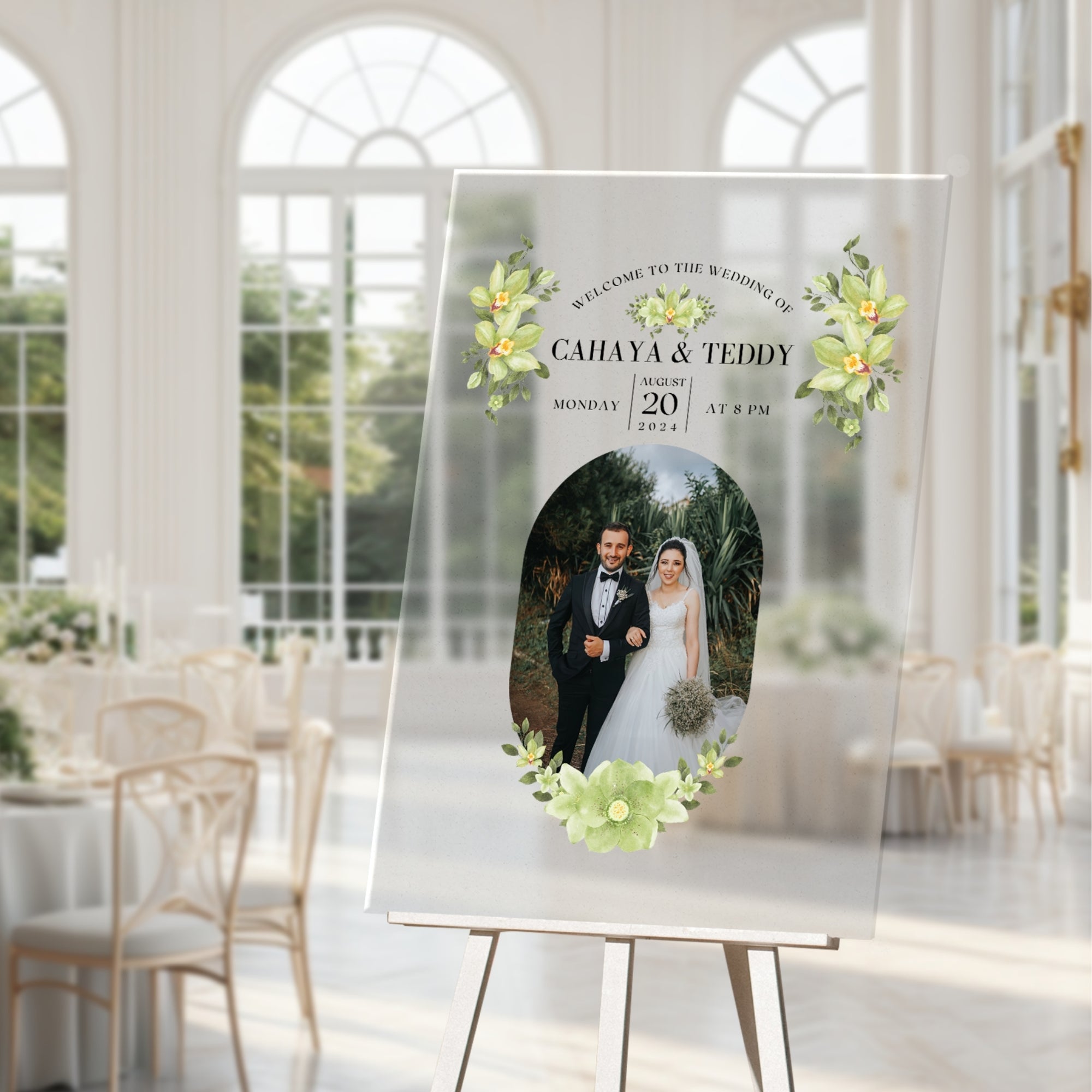 Personalised Couple Names & Photo Acrylic Reception Wedding Signage, Custom Print Picture Mirror Welcome Sign, Engagement, Anniversary Decor