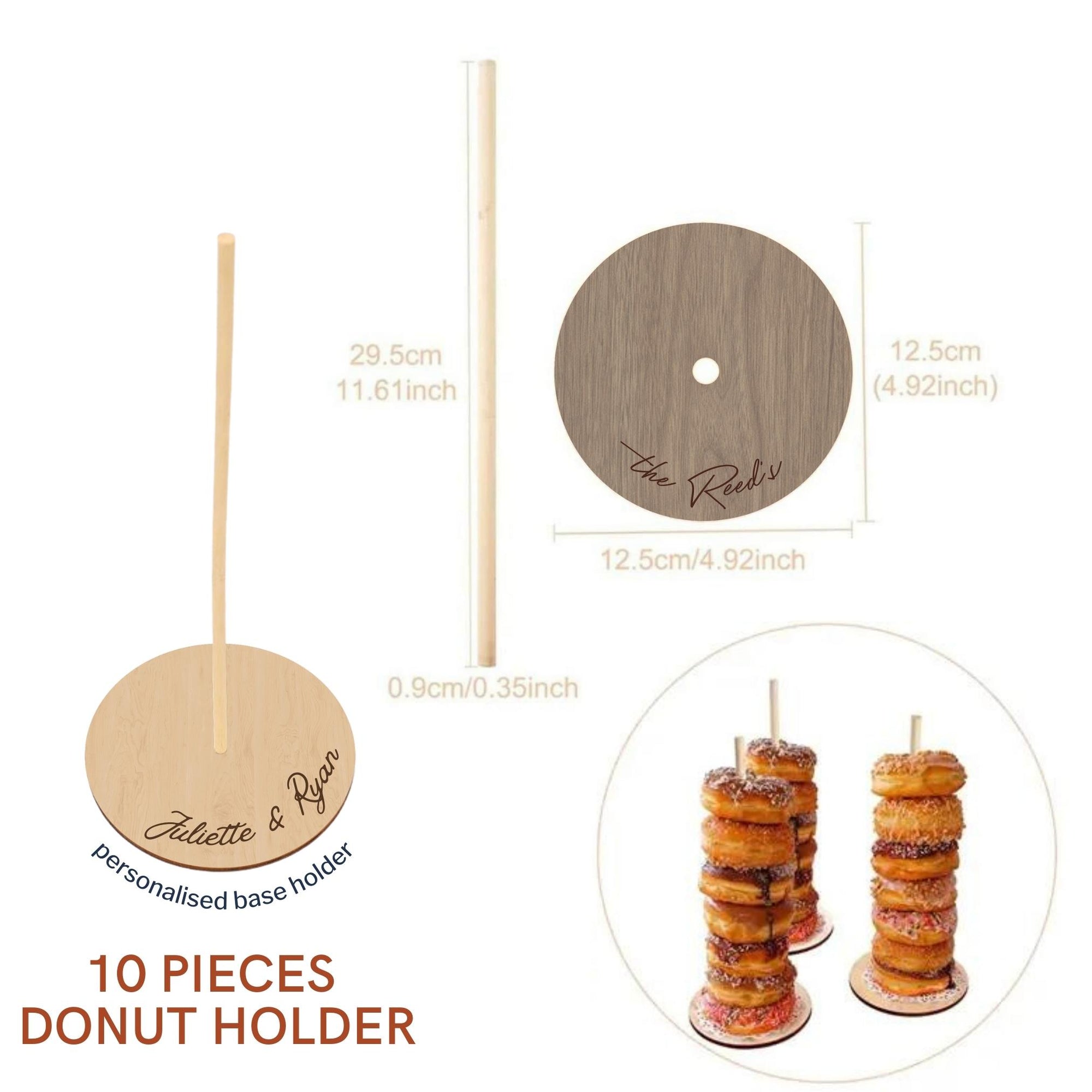 Custom Made 3D Double Layer Plywood Donuts Wall Stand, Personalised Name & Date Candy Bar Display, Donuts Stack Holder, Rustic Wedding Table Decor, Birthday, Party Sign Supply