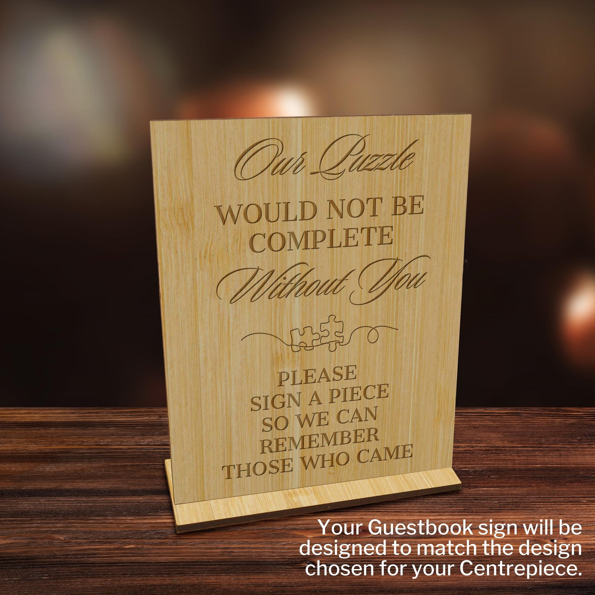 Custom Made Plywood Puzzle Wedding/ Birthday/ Anniversary Guestbook Set Alternative, Rustic Personalised Name Jigsaw, Stationery Table Decor
