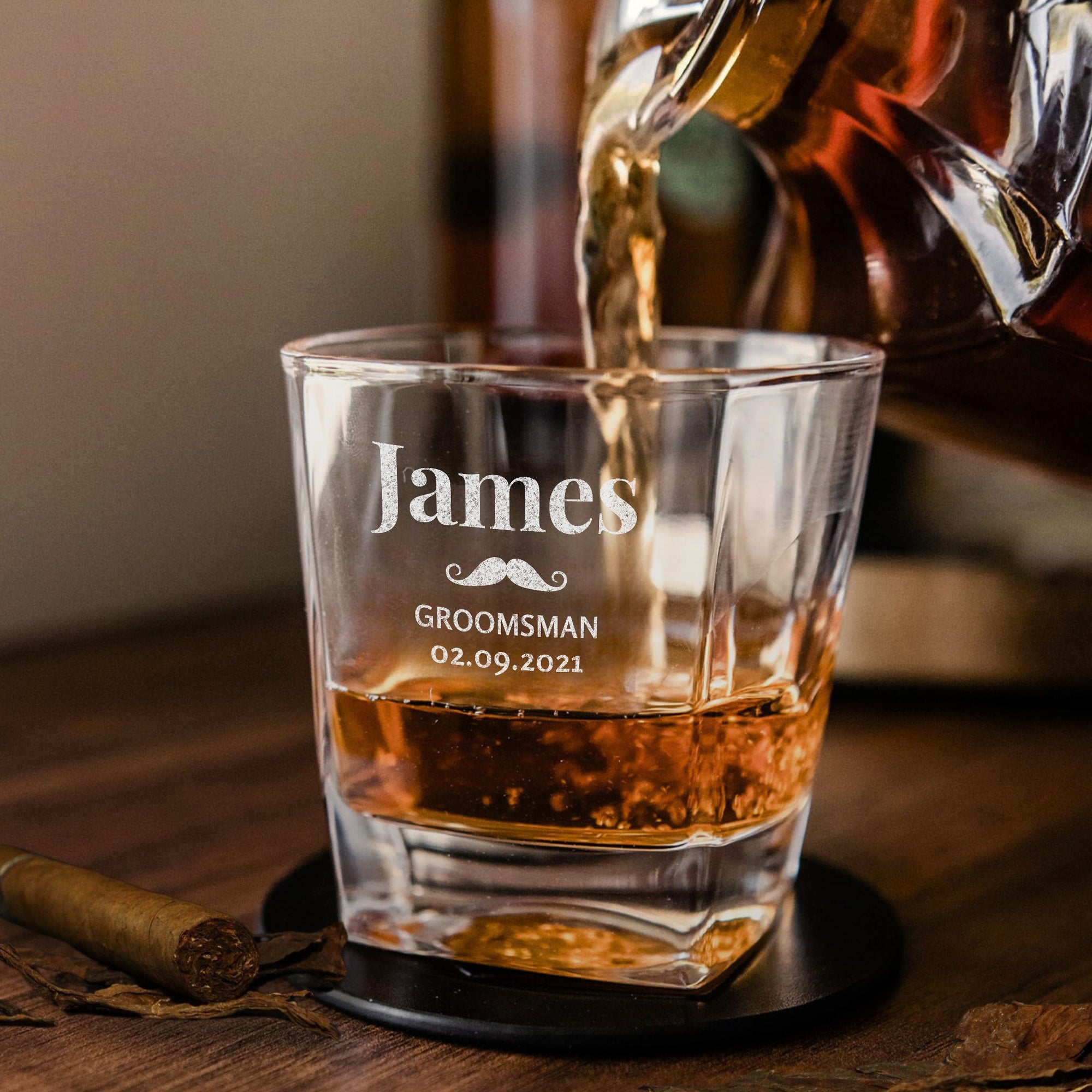 Personalised 280ml Whiskey Twisted Glass, Custom Engraved Rock Tumbler, Corporate Logo, Housewarming, Wedding, Bridesmaid, Groomsmen Gift