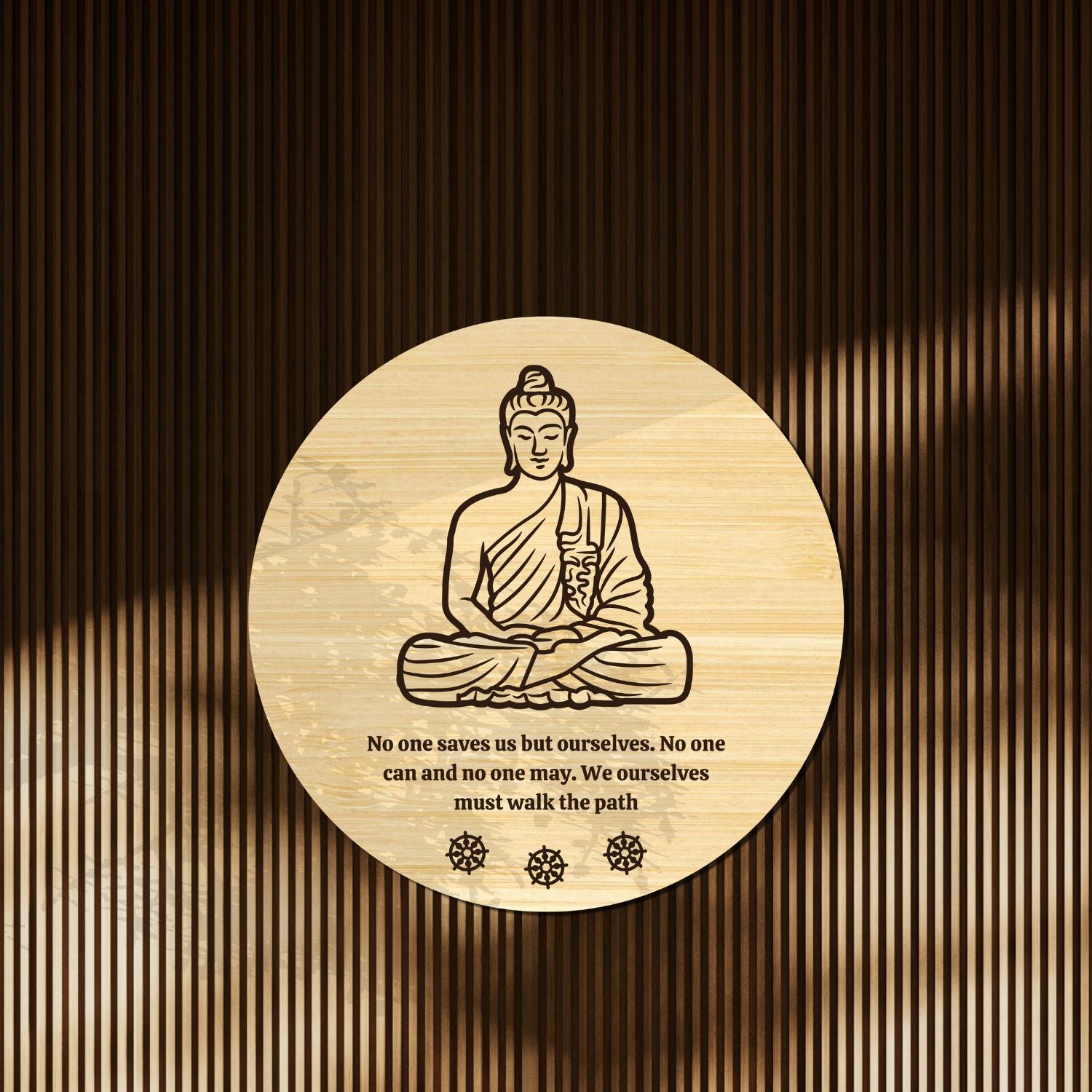 Personalised Wooden Buddha Quotes Wall Accent Plaque, Custom Engraved Buddhism Sign, Meditation Yoga Studio, Room Decor Hoop, Zen Art Gift