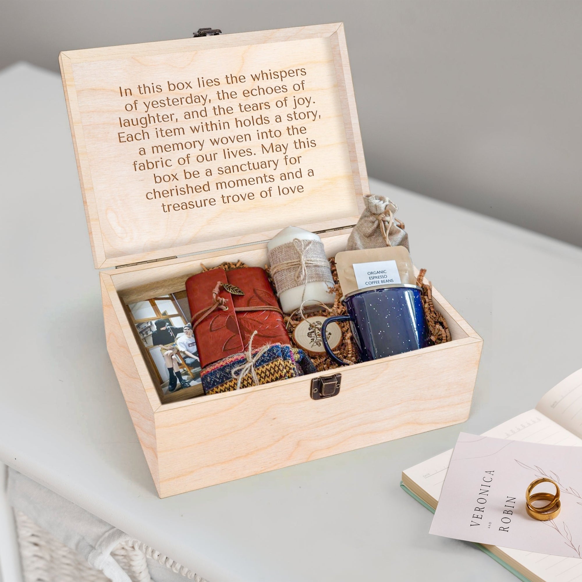 Personalised Printed Floral Wooden Keepsake Box, Custom UV Printed Memory Wedding Treasure Storage, Anniversary, Mother's Day, Birthday Gift
