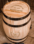 Personalised Wooden Barrel Whiskey Box, 2 Prism Glasses, 6 Ice Stones | Custom Engraved Barware Set, Dad, Groomsmen, Retirement, Xmas Gift