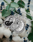 Personalised Photo & Message Memorial Bridal Bouquet Pin Charm, Custom Print Picture In Loving Memory Quotes Brooch Wedding Remembrance Gift
