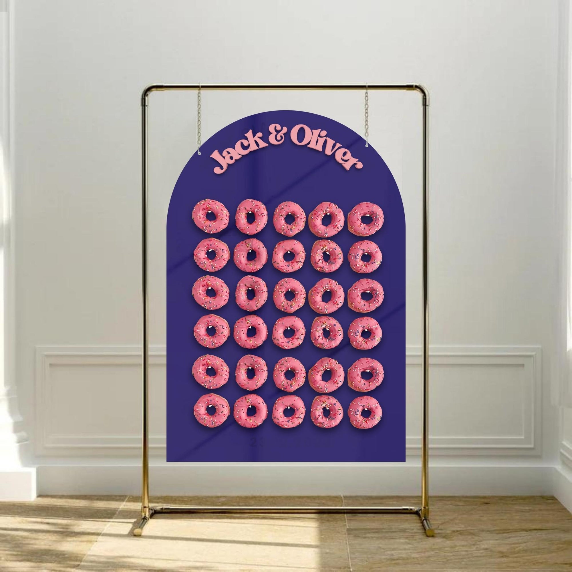 Custom 3D Acrylic Donuts Arch Wall Stand, Personalised Name Date Candy Bar Display, Donuts Holder, Wedding Table Decor, Birthday, Party Sign