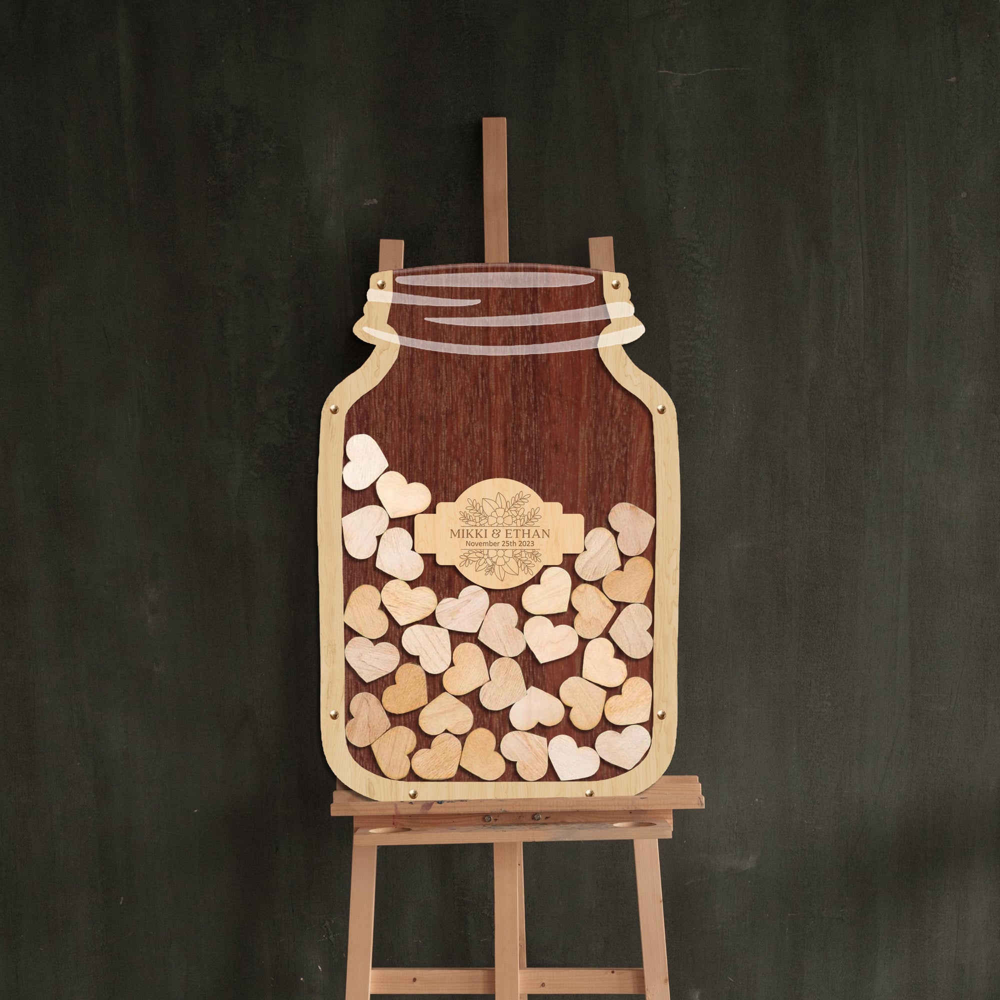 Custom Made Laser Cut Plywood & Acrylic Jar Shape Wedding Drop Box, Rustic Personalised Name Guest Book Alternative, Stationery Table Decor