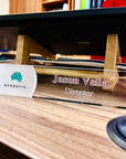 Personalised UV Print Clear Acrylic Block Desk Name Plate, Custom Logo Professional Job Title Sign, Office Role Plaque Teacher Graduation Gift