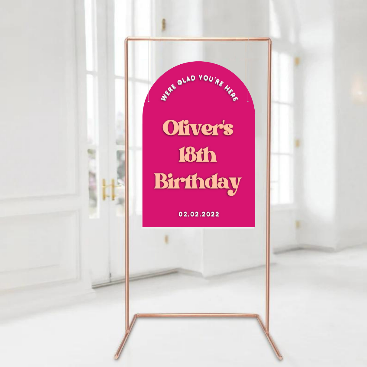 Custom Arch Double Acrylic Happy Birthday Welcome 3D Sign, Personalised Mirror Name Wedding, Engagement/ Bridal Shower Signage, Party Decor