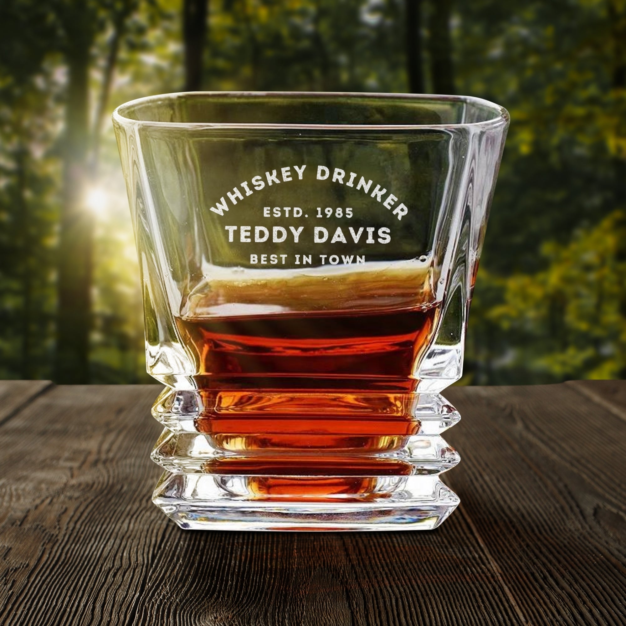 Personalised 320ml Whiskey Prism Bold Cut Glass, Custom Engraved Scotch Tumbler, Corporate, Housewarming Wedding, Bridesmaid, Groomsmen Gift