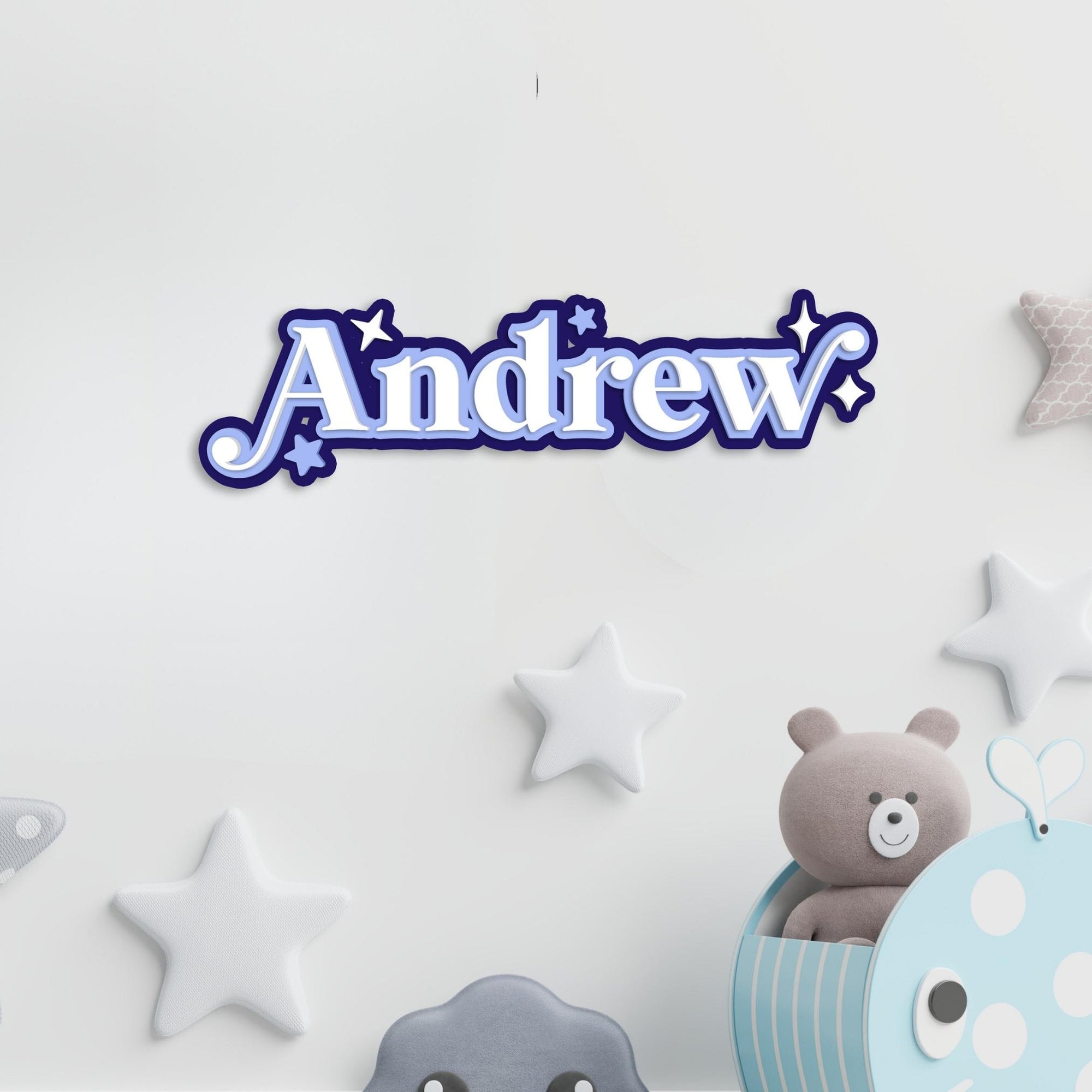 Custom Acrylic 3D Triple Layer Star Script Name Sign, Personalised Mirror Kid/ Boy Nursery Wall Decor Wedding Birthday Bridal Shower Signage