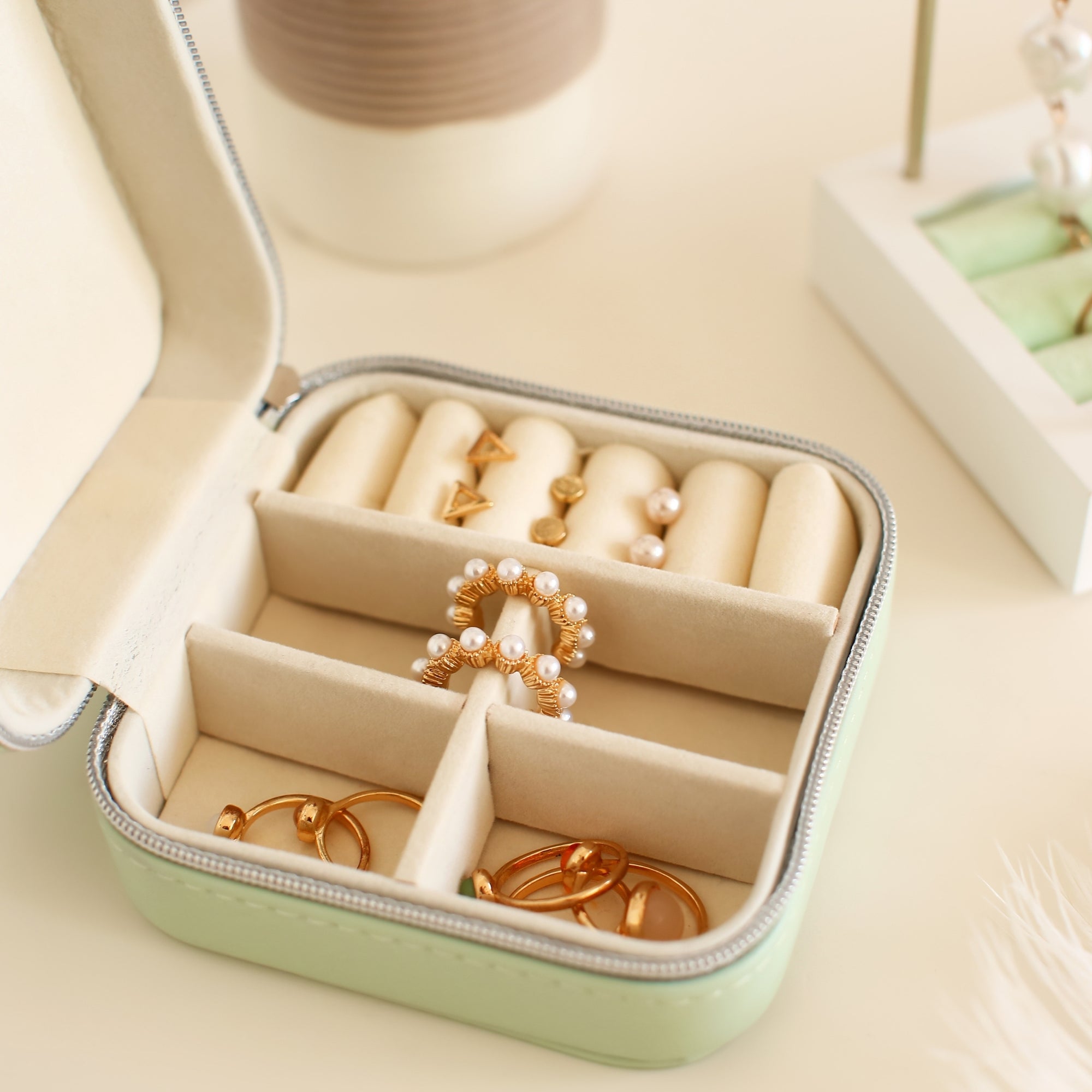 Personalised Travel Jewellery Case, Custom Printed Portable Accessories Box, Rings Storage Holder, Earrings Organiser, Bridesmaid, Mom Gift