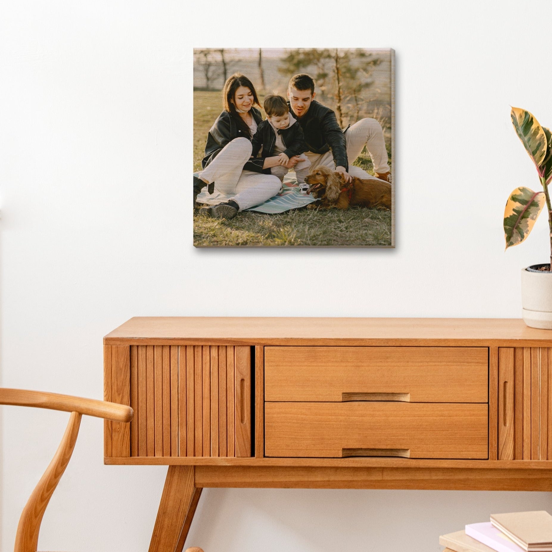 Personalised Wooden Photo Block Square, Custom UV Print Freestanding Table Display Memory Blocks, Image Gallery Wall Decor Housewarming Gift