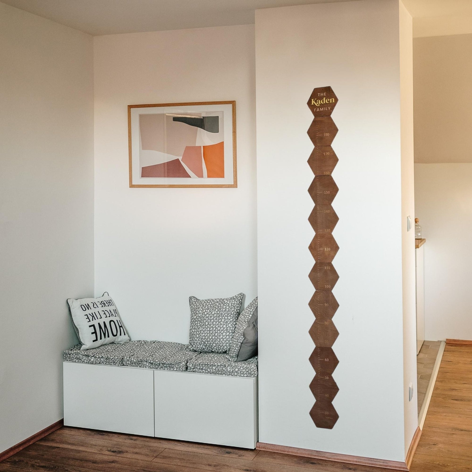 Custom Made 3D Raised Name Wooden Hexagon Kid Height Chart, Personalised Laser Cut & Engraved Family Growth Ruler Record, Nursery Wall Decor