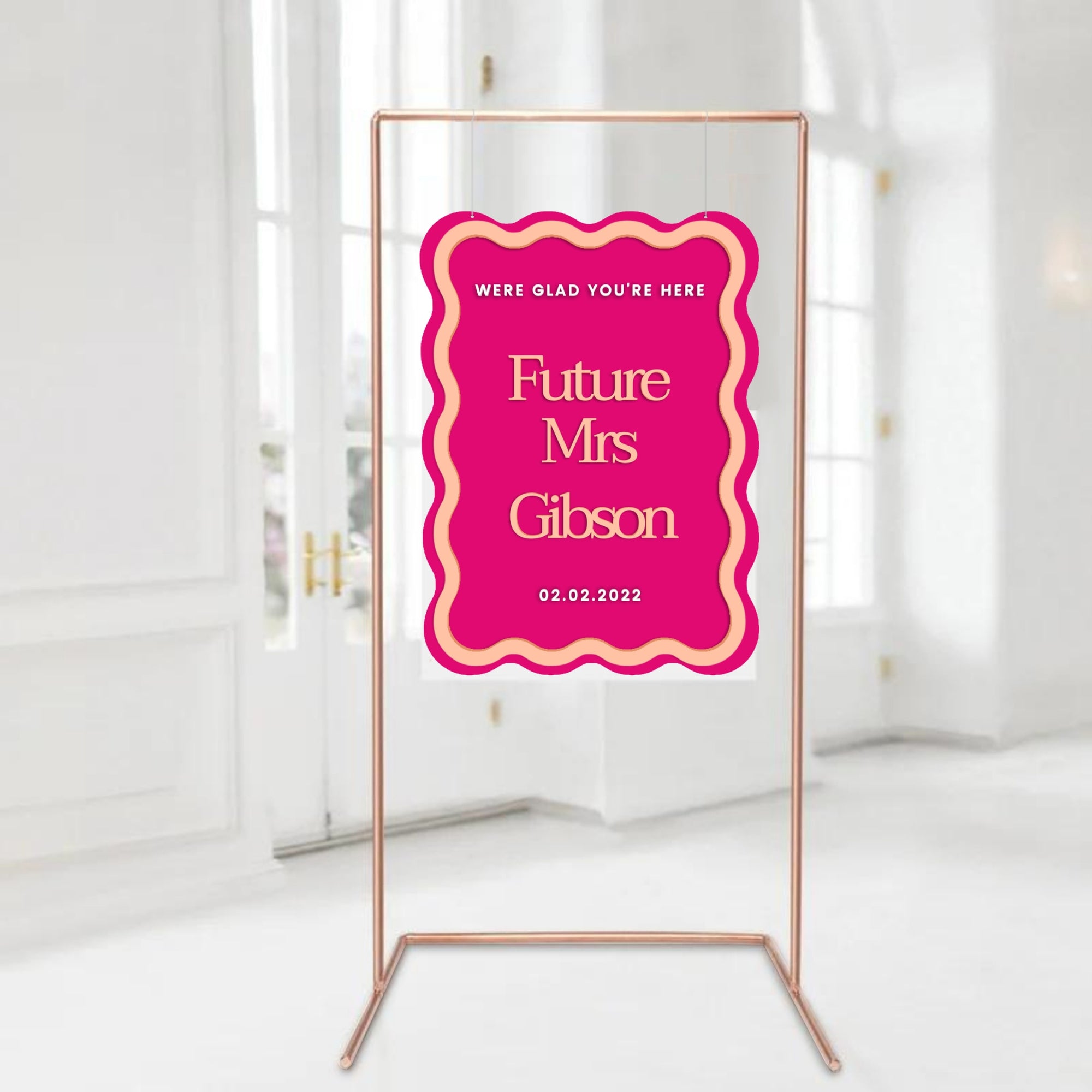 Custom Double Acrylic Hens Party Welcome 3D Wave Sign, Personalised Mirror Names Wedding, Engagement/ Bridal Shower/ Birthday Signage Decor