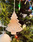 Personalised Double Layer Wooden Christmas Bauble, Custom Engraved Name Hanging Tree Ornament, Xmas Decor Housewarming, Teacher Kid Gift Tag