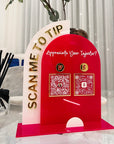 Personalised 3D Raised Acrylic Arch QR Code Social Business Sign & Card Holder, Custom Spa, Beauty, Cafe, Retail, Reception Display Signage