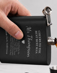 Personalised 6oz Matte Black Stainless Steel Hip Flask