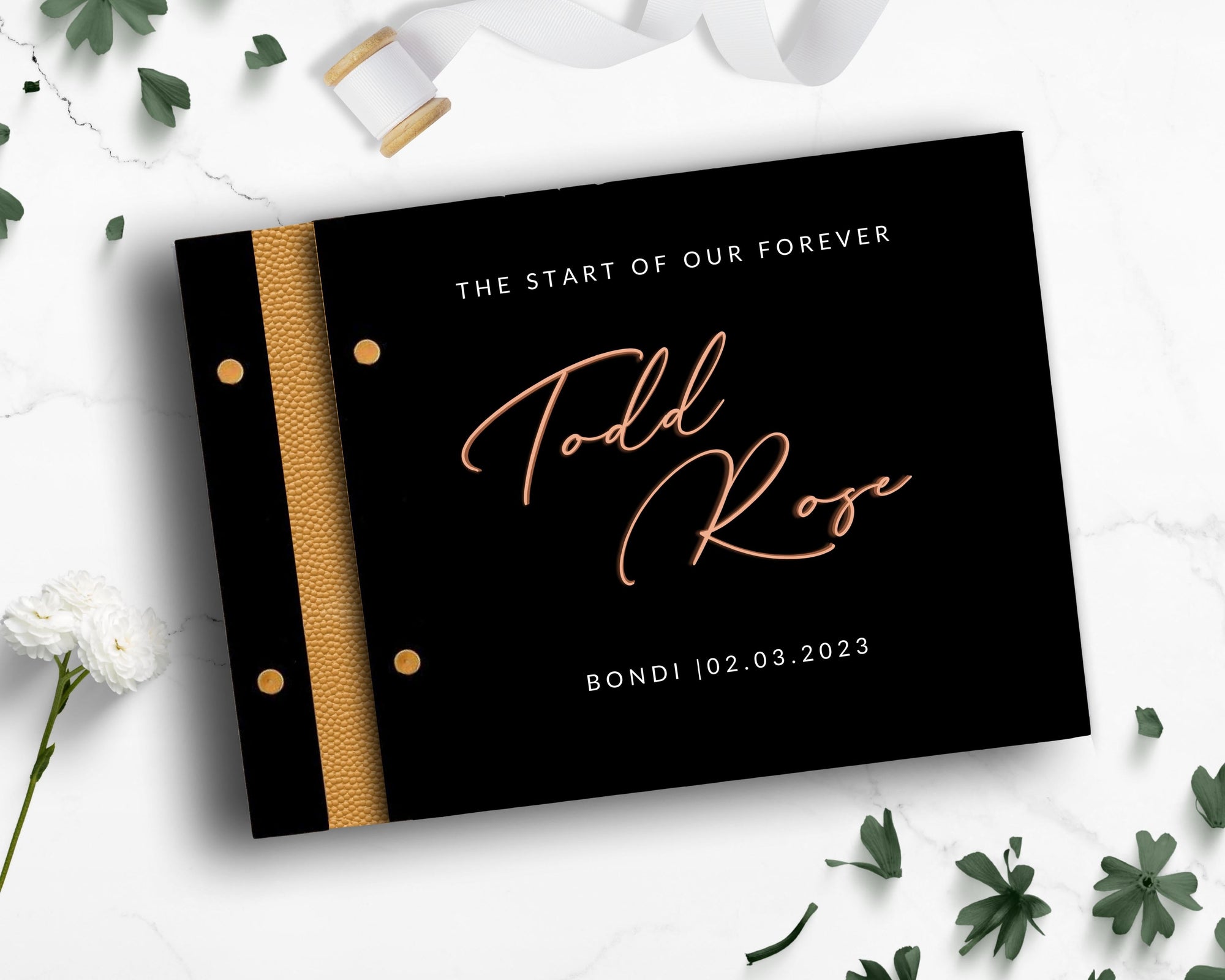 Custom Made Engraving & 3D Raised Acrylic, Vegan Leather Wedding Guest Book, Personalised Alternative/ Traditional Guestbook Keepsake, Party Decor