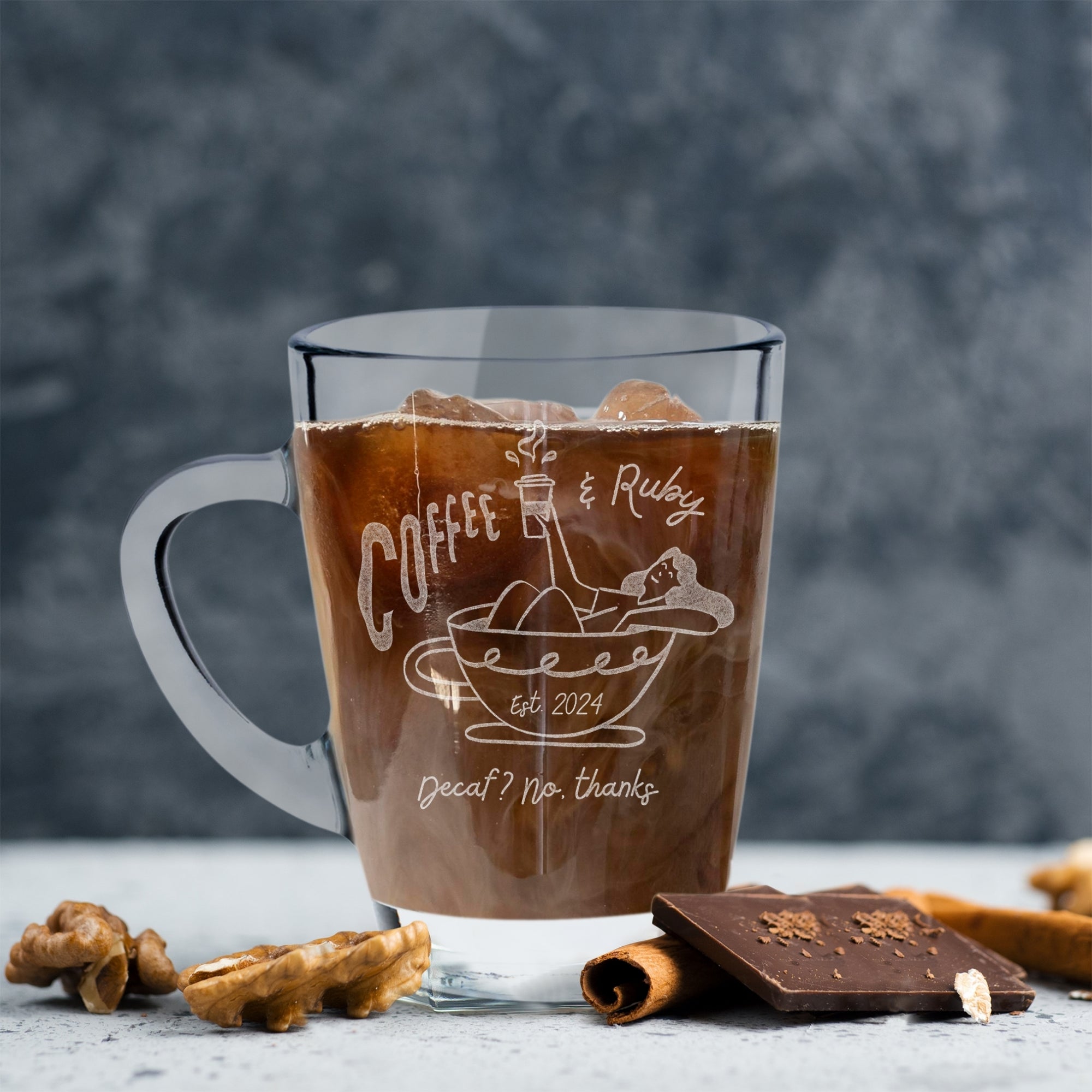 Personalised Glass Coffee Mug, Custom Engraved Tea Cup, Wedding Favours, Birthday, Teacher, Mother/ Father's Day, Christmas Corporate Gift