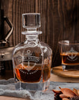 Personalised Army Wood Crate Whiskey Box, Whisky Decanter, 2 Glasses, 6 Ice Stones, 2 Coasters, Tongs, Etched Barware Groomsman Dad Gift Set