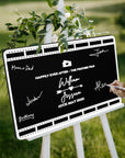 Custom 3D Acrylic Black Wedding Cinefilm Guest Book Alternative, Personalised Couple Name & Date Instax Polaroid Photo Sign, Welcome Signage