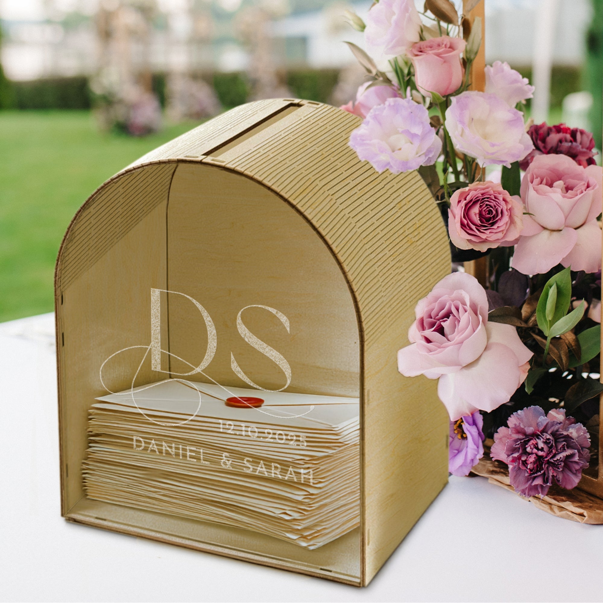 Custom Plywood Acrylic Arch Wishing Well Box & Sign, Personalised Name Date Money, Envelope, Card Boxes, Rustic Wedding Memory Keepsake Gift
