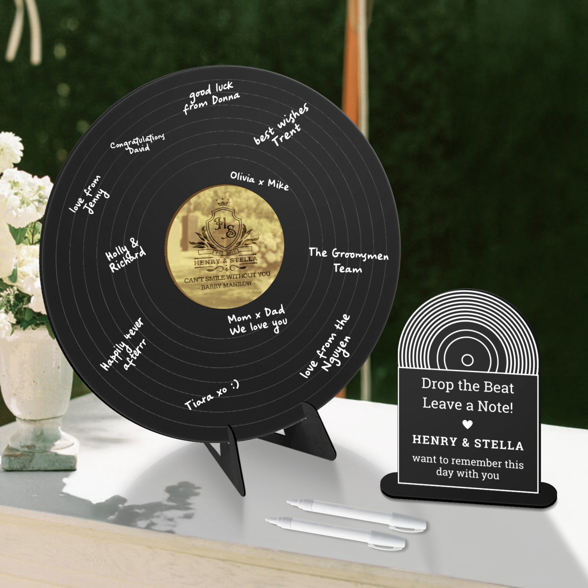 Custom Acrylic Record Vinyl Wedding Sign, Personalised Guest Book Alternative Welcome Signage, Music Lovesong Couple Decor, Anniversary Gift