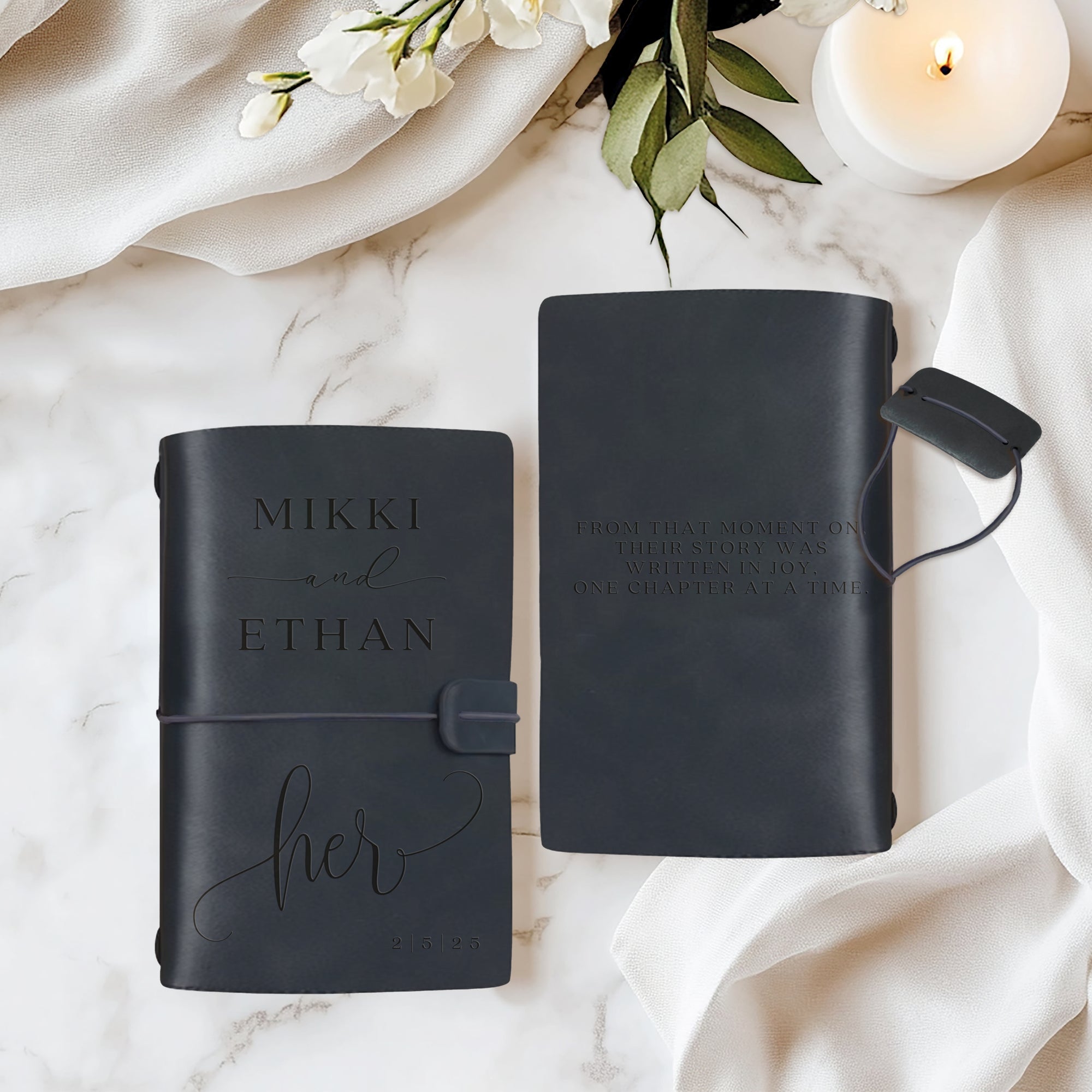 Custom Engraved Cowhide Leather Vintage His/ Her Vow Book, Personalised Wedding Ceremony Booklet Groom, Bride Speech Notebook, Keepsake Gift