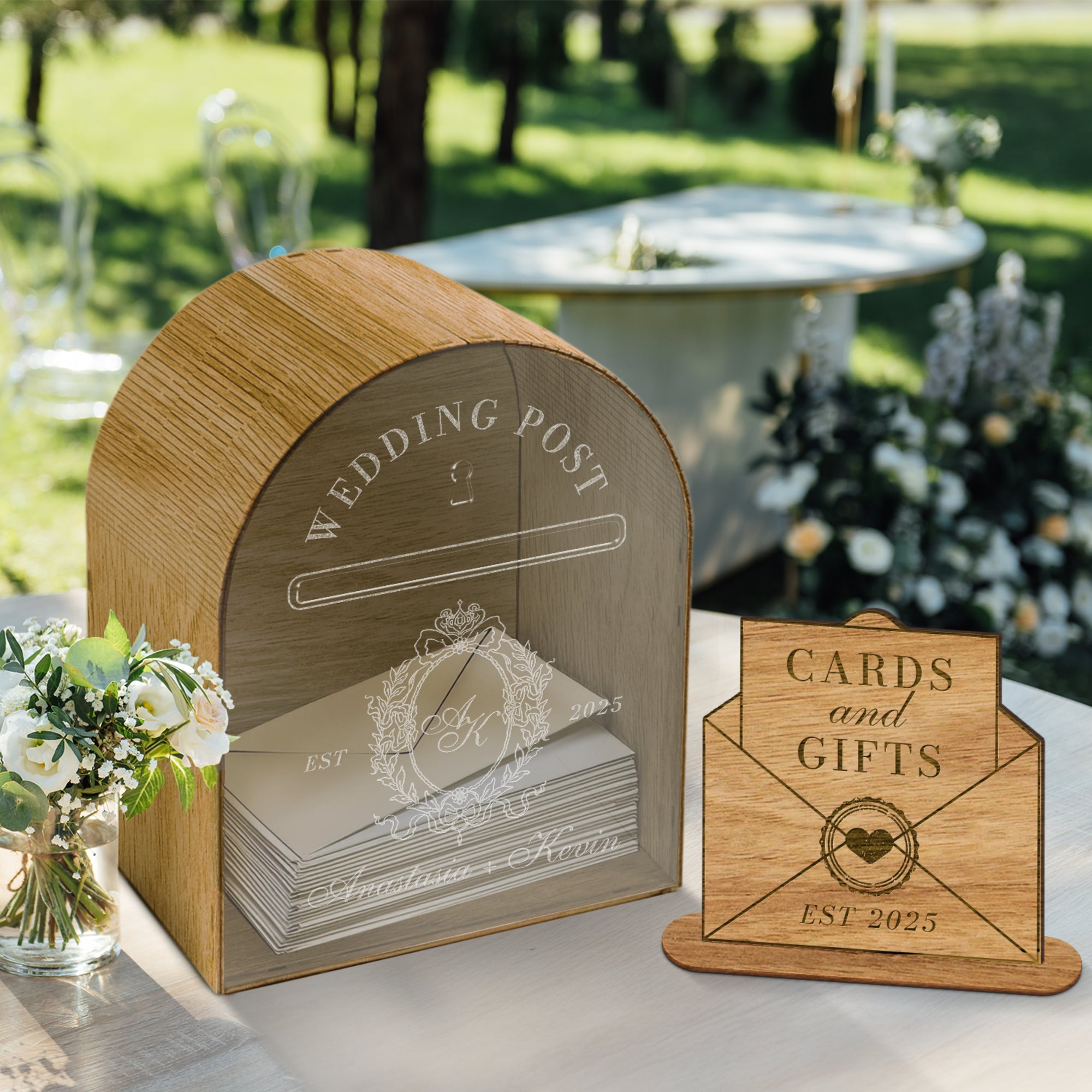Custom Wood Acrylic Arch Mail Post Wishing Well Box & Sign, Personalised Name Date Money, Envelope, Card Boxes, Wedding Memory Keepsake Gift