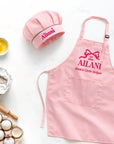 Custom Embroidered 6+ Kid Apron & Chef’s Hat, Personalised Junior Sous Kitchen Helper, Little Baby Baker Children Birthday Housewarming Gift