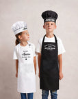 Custom Embroidered 6+ Kid Apron & Chef’s Hat, Personalised Junior Sous Kitchen Helper, Little Baby Baker Children Birthday Housewarming Gift