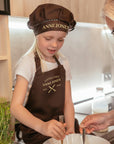 Custom Embroidered 6+ Kid Apron & Chef’s Hat, Personalised Junior Sous Kitchen Helper, Little Baby Baker Children Birthday Housewarming Gift