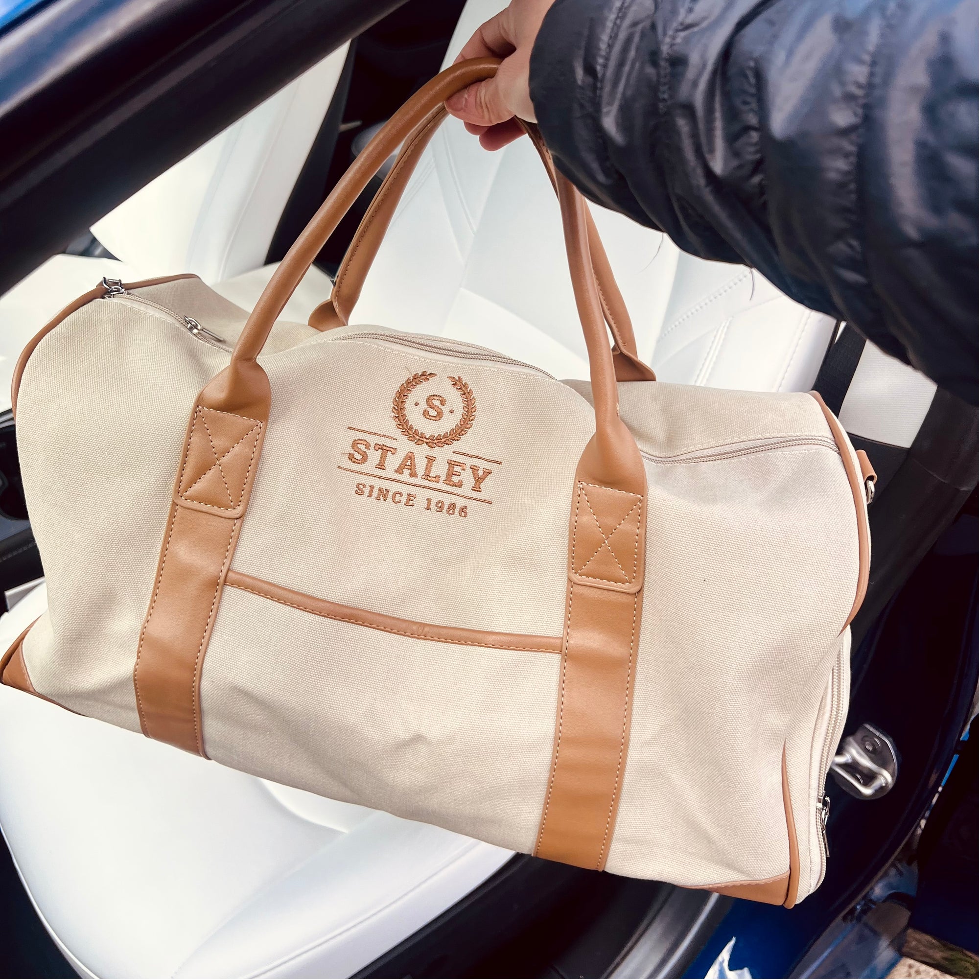 Custom Embroidered Canvas Duffle Bag, Personalised Large Gym/ Travel/ Overnight Carry On/ Shoulder Weekender Bags, Groomsmen, Dad Xmas Gift